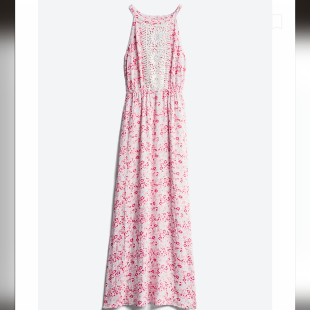 Crochet floral maxi halter dress